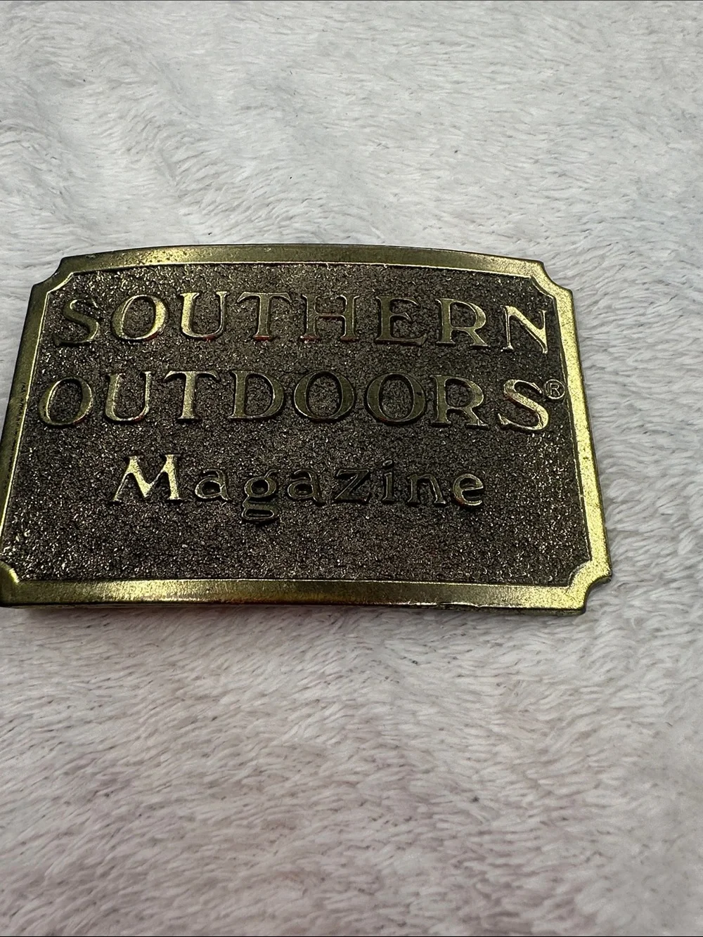 Vintage 1982 Southern Outdoors Magazine belt buckle